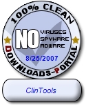 ClinTools 100% Clean Certified by Downloads-Portal